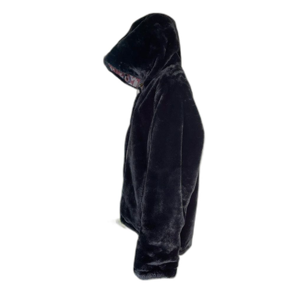 Pendleton Reversible Hooded heavy coat W/S Gray Aztec Print/black fux fur LN - Picture 9 of 16